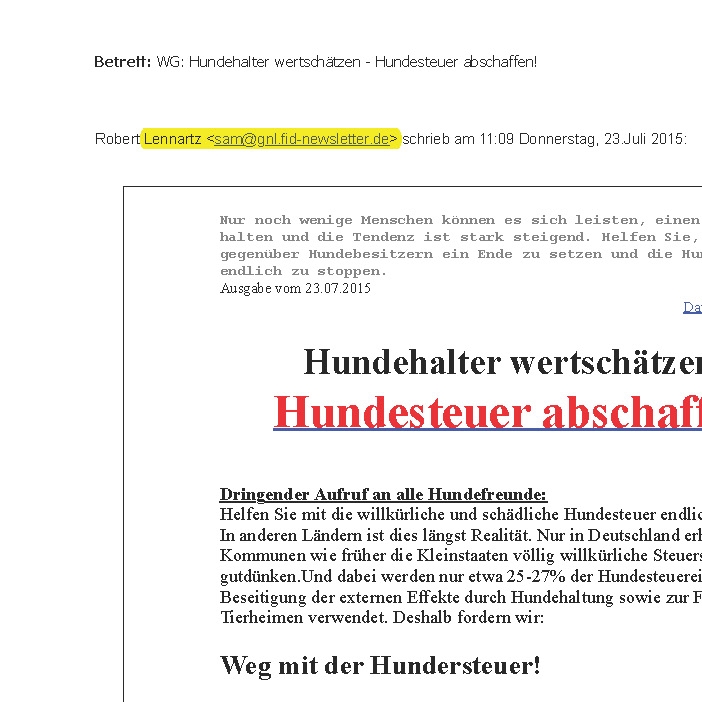 eMail Hundesteuer